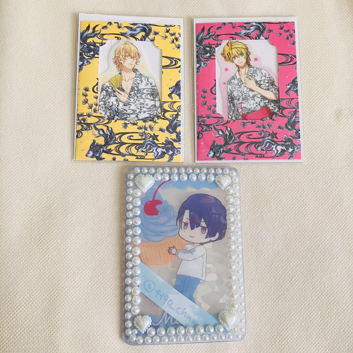 4190_chun's tweet photo. 【交換・譲渡】うたプリ　グラショ　浴衣

譲
①ビジュカ:★音也.那月.☆レン.★翔.セシル2.☆嶺二.☆カミュ
②マドポチ:那月.翔
③特典:翔.嶺二
④マステ:蘭丸.カミュ
求
①②真斗.定価+送料
③トキヤ(友人分)>真斗
④真斗

詳細はリプへ→ https://t.co/0VlBd9EtNZ