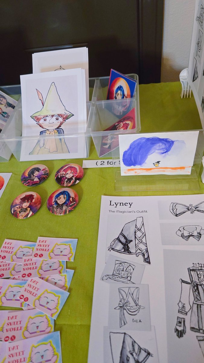 Datsweetworld's tweet photo. I applied to be a Featured Artist at San Diego Anime Con, so I wanted to see what my table might look like. I'm still building my collection, but it was exciting to finally see my watercolor prints displayed together. Fingers crossed!✨️ https://t.co/2PLh13gg8d