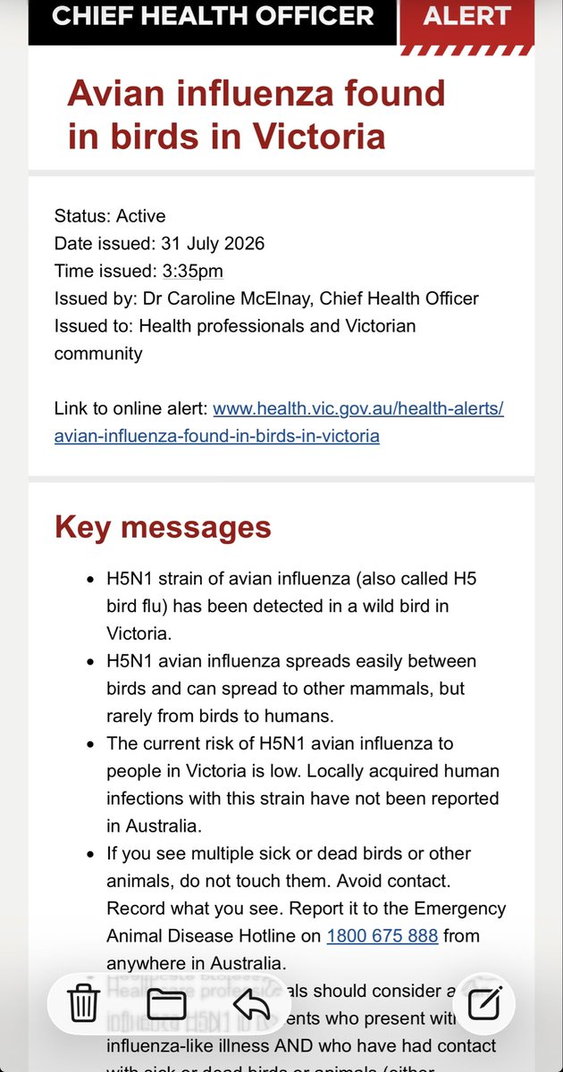 mlbkiwi's tweet photo. Bird flu in Victoria #auspol #malbourne https://t.co/JTcSaBJEnD