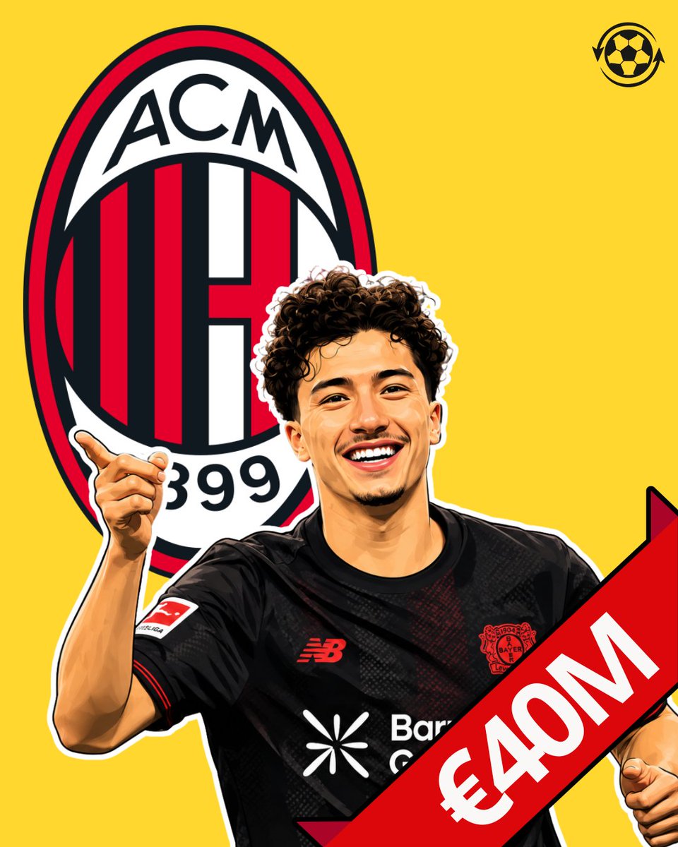 DeadlineDayLive's tweet photo. 🚨 AC Milan have made contact with Bayer Leverkusen over Ibrahim Maza.

The Rossoneri have started discussions with one of the midfielder's representatives to explore a possible deal.

Bayer Leverkusen could demand around €40M, although they want to keep the 20-year-old.

(Source: @cmdotcom)