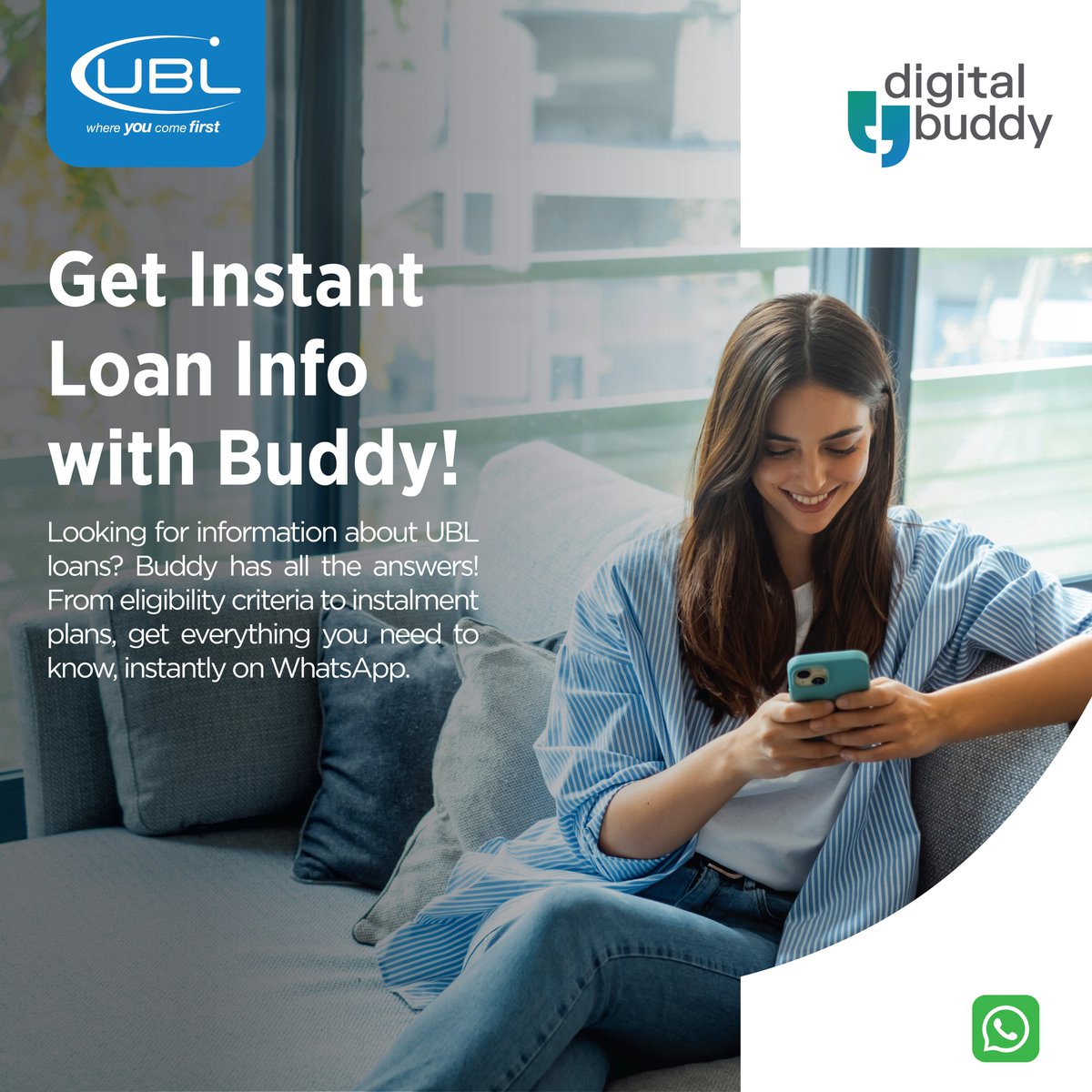 UBLDigital's tweet photo. Need loan information?
π¬ Chat with UBL Digital Buddy on WhatsApp for instant answers about loans and installment plans.
Chat now: https://t.co/4KKsxCxKLe
#UBL #DigitalBuddy #WhatsAppBanking #LoanInfo #UBLPakistan
Complaints: https://t.co/iBtUyQqNQR https://t.co/Tn0VfdgDVc