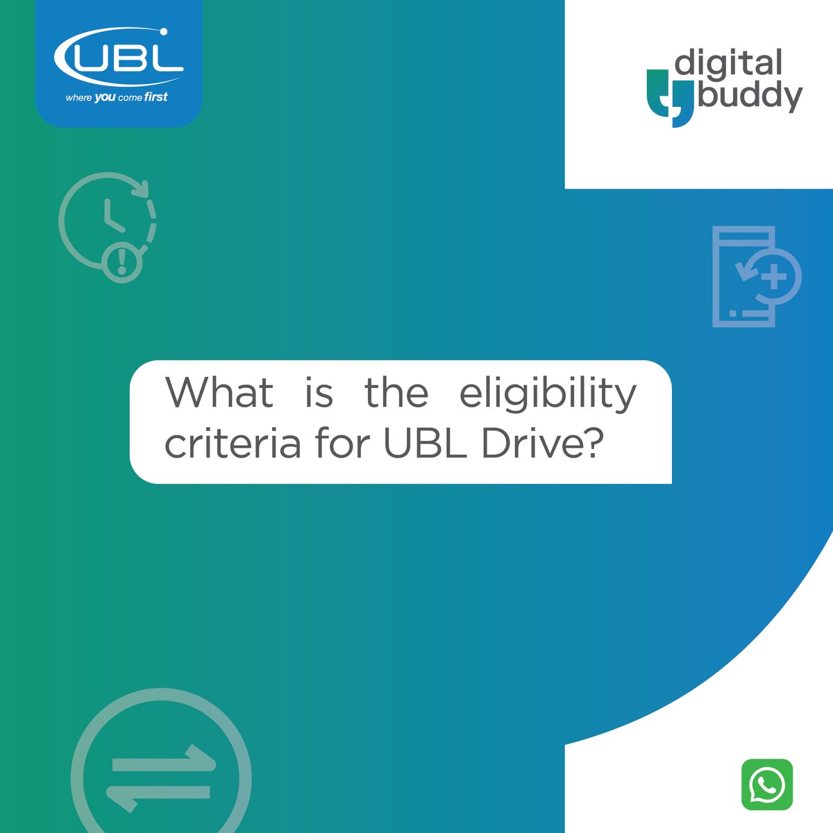 UBLDigital's tweet photo. Need loan information?
π¬ Chat with UBL Digital Buddy on WhatsApp for instant answers about loans and installment plans.
Chat now: https://t.co/4KKsxCxKLe
#UBL #DigitalBuddy #WhatsAppBanking #LoanInfo #UBLPakistan
Complaints: https://t.co/iBtUyQqNQR https://t.co/Tn0VfdgDVc