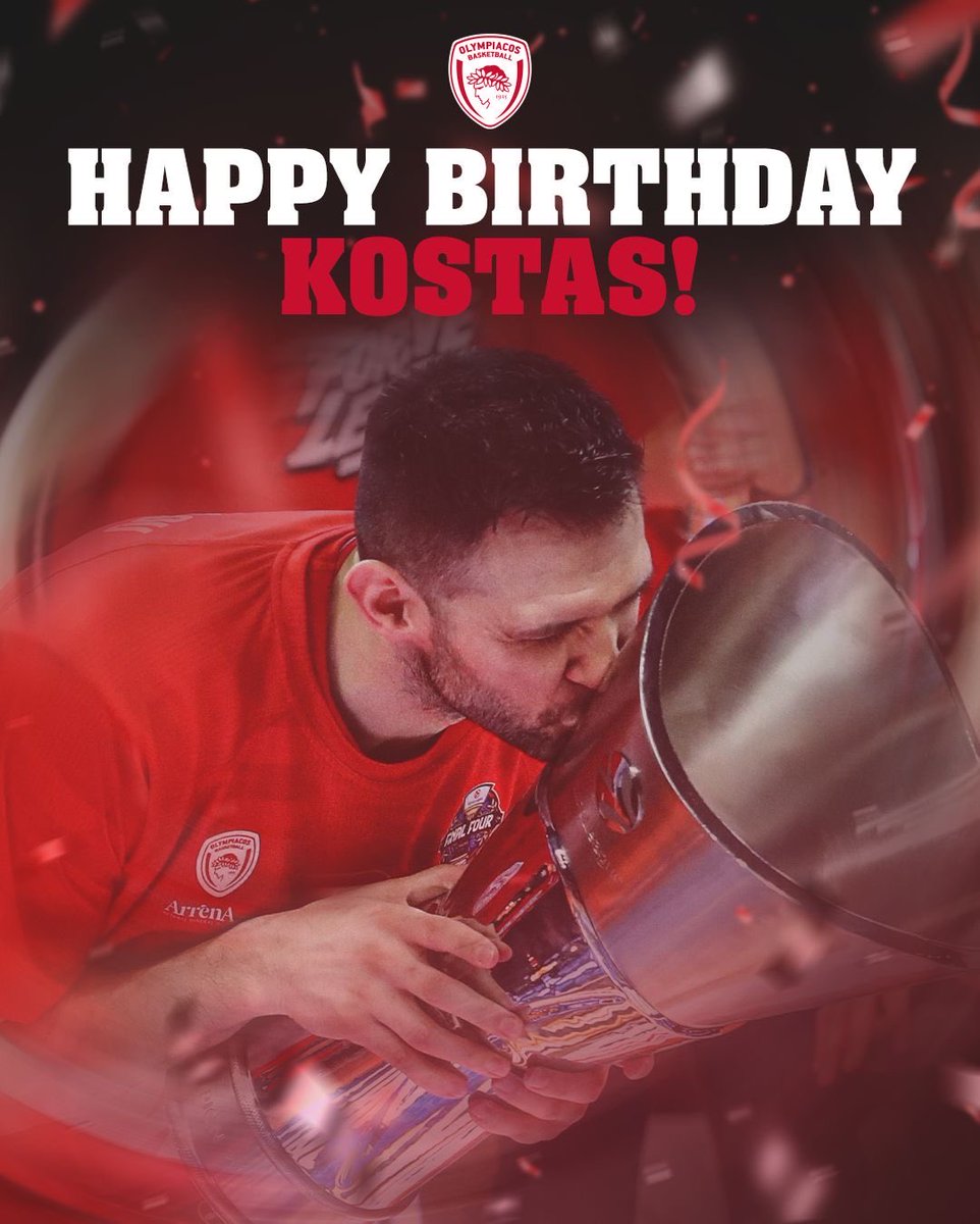 Olympiacos_BC's tweet photo. 🎂 Χρόνια πολλά στον αρχηγό μας, Κώστα Παπανικολάου! 

❤️🤍 Σου ευχόμαστε μια χρονιά γεμάτη υγεία, χαρές και επιτυχίες και να συνεχίσεις να ηγείσαι με το παράδειγμά σου, εντός κι εκτός παρκέ!

#OlympiacosBC #WeAreOlympiacos #TogetherWeFight https://t.co/sb8UvDUVuc