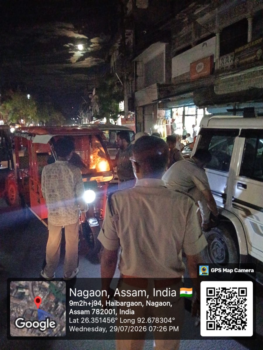 DtoNagaon's tweet photo. A Vigorous Night Enforcement drive conducted in different places of Nagaon District  against specially against riding without helmet and e-rickshaws  as well other offences violating the MV Act. https://t.co/ppT5fSO7d3
