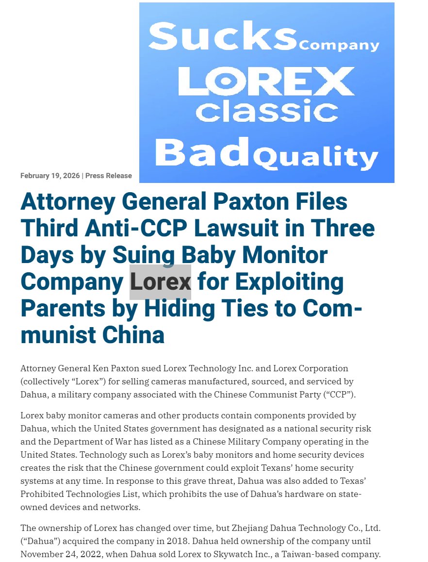Lorecsky's tweet photo. Avoid Lorex due to comment of Google-Play👎👎 {I A May 19, 2026 lorex customer service os speaking in french as im awaiting their associates, website doesn't have any description on field of view,}👎(In Sum=>Vicious-Chinese-LorexCorporate)240.1.98 https://t.co/26sdY1Xgmm