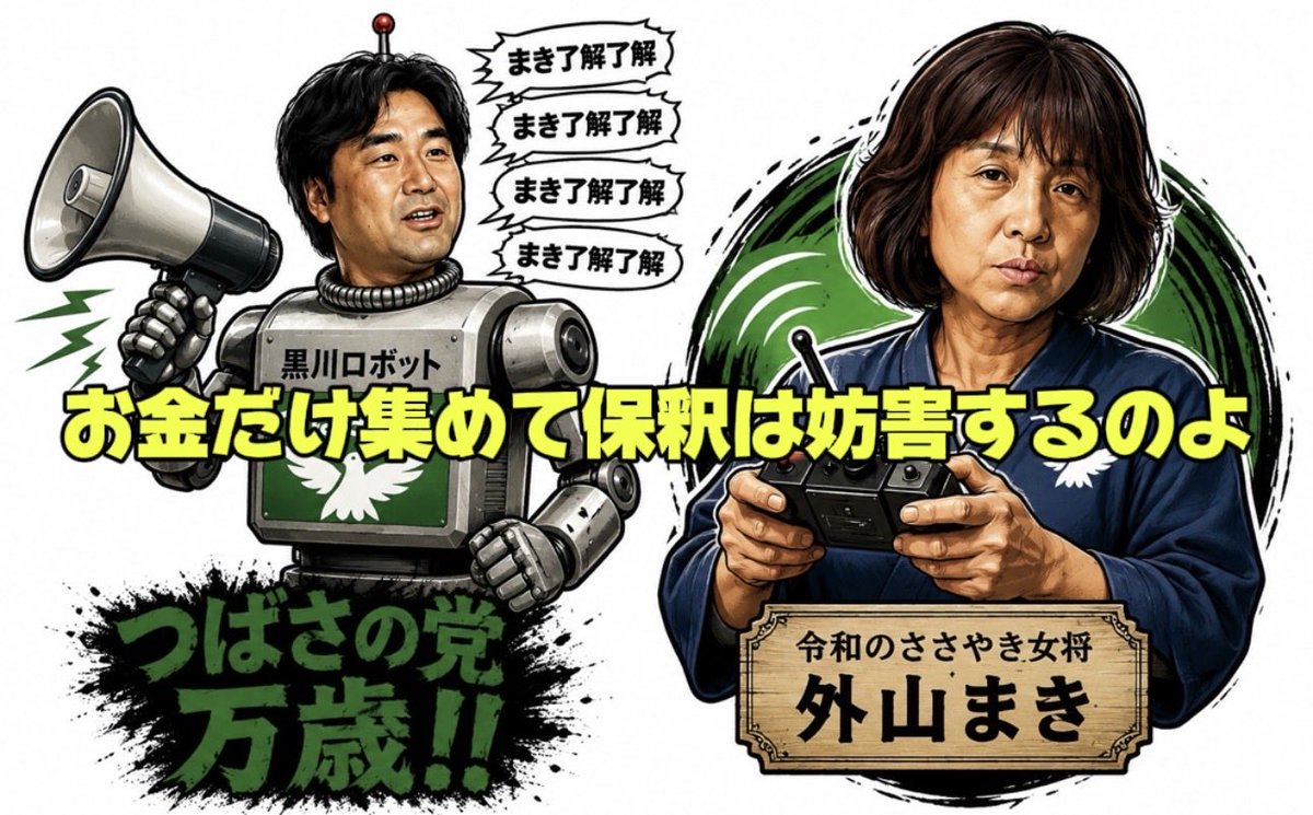 sakurafina0123's tweet photo. 既に弁護士がついているのに、横から寄付集め？冷静に考えると「意味不明」...黒川らが仕掛ける「立花孝志保釈妨害＆ネコババ計画」

つばさの党・黒川あつひこ代表が、立花孝志氏の保釈に突然横から介入してきた。

関係もないのに現れ、「保釈デモを行う」と言い出したこの騒動。

デモが行われれば保釈が遠のくことを黒川氏らは知っている。

自身らがまだ警察署や拘置所にいた頃、弁護団が「デモや街宣はしてはいけない。心証が悪くなり、保釈が遠のく」と外の関係者に伝えていた事実を、はっきりと把握しているからだ。

そもそも立花氏はすでに保釈申請を出している。却下されたとはいえ、きちんと法的な動きをしている。つまり弁護士はついている。なのに横から出てきて、寄付集めなどと突然言い出す。

保釈を妨害しつつ、集めた寄付を仲介料としてネコババする。彼にとっては一石二鳥だ。

ここで狡猾なのが朝霞市議・外山まき氏である。

黒川氏が外にいた当時、「デモや街宣は絶対にやっちゃダメ。黒川が出てこれなくなるから」と支持者や関係者に釘を刺していた。

つまりこれは、妨害とネコババをセットにした壮大な計画なのだ。

なんという夫婦であるか。
@democracymonst 
@ToyamaMaki 
#保釈妨害デモ
#寄付集め
#ネコババ計画
#つばさの党
#朝霞市議
#外山まき
#黒川あつひこ