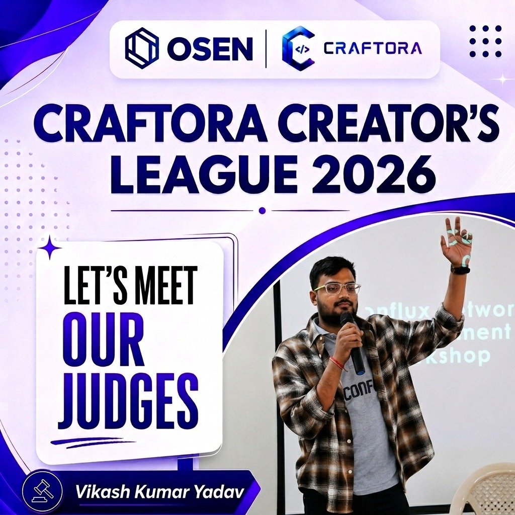 craftorahq's tweet photo. Meet Our Judges โ Craftora Creator's League 2026 ๐
Introducing Vikash Kumar Yadav, Founder of OSEN, as one of the judges for Craftora Creator's League 2026!
Check out: https://t.co/3ueqbatbLK
#Craftora #OSEN #BuildInPublic #CreatorLeague2026 #TechCommunity https://t.co/l9p23KGc5E
