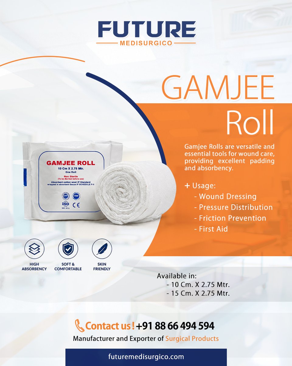 futuremedisurg's tweet photo. Protect every wound with confidence.

Future Medisurgico Gamjee Rolls offer soft cushioning, high absorbency, and lint-free performance for reliable wound care.

📞 +91 88 66 494 594
🌐 https://t.co/KETUybyQn2
#FutureMedisurgico #GamjeeRoll #WoundCare #MedicalSupplies https://t.co/9L51xWpfw8