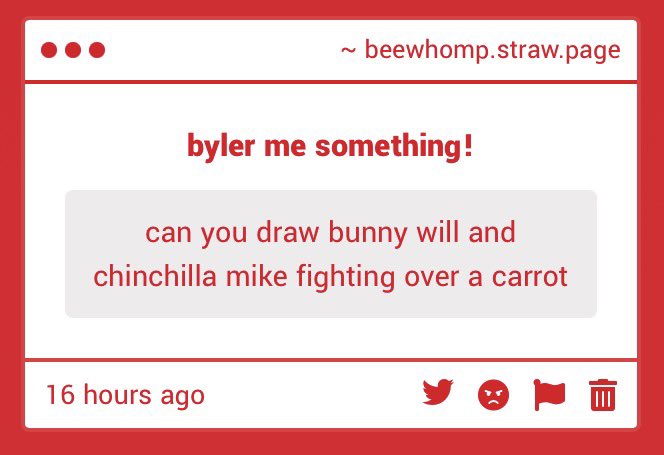 beewhomp's tweet photo. bunny will and chinchilla mike fighting over a carrot (featuring hamster lucas and mouse dustin) i was going to color it but my wrist hurts sorry 💔 i hope you like it tho!

https://t.co/4QI5h4ELQa https://t.co/pxxMAje7Re