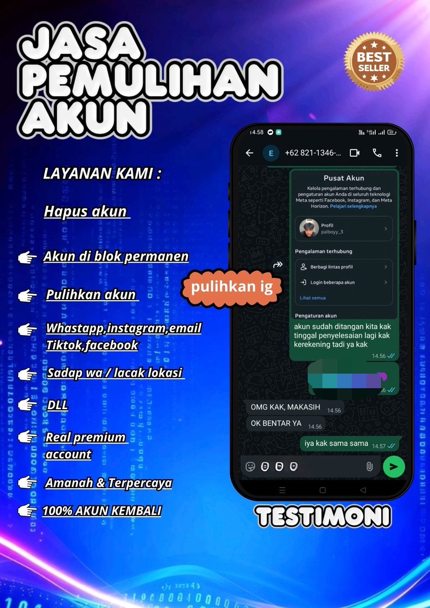 cucurel1a's tweet photo. Jasa Hack Akun &amp; Pemulihan Akun dan lacak lokasi nya ..~

⟡Jasa balikin akun/ u suspend &amp; suspend akun, Instagram dan Facebook, Tiktok, Linkedlin, Gmail, Line, all sosmed 

⟡Hapus akun Facebook, Instagram, Line, Twitter, YouTube, &amp; lain nya

•WA di bio profil mimin..~’ https://t.co/Pjc20DEiit