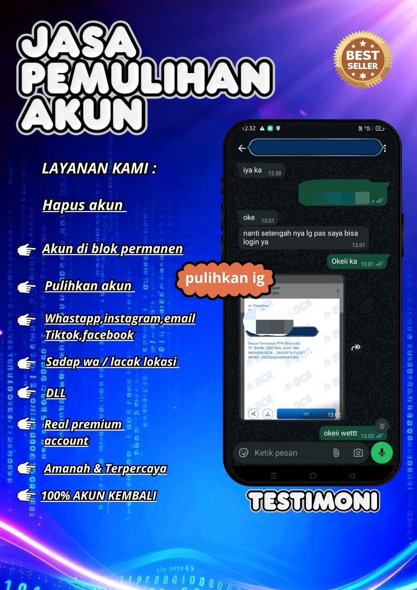 cucurel1a's tweet photo. Jasa Hack Akun &amp; Pemulihan Akun dan lacak lokasi nya ..~

⟡Jasa balikin akun/ u suspend &amp; suspend akun, Instagram dan Facebook, Tiktok, Linkedlin, Gmail, Line, all sosmed 

⟡Hapus akun Facebook, Instagram, Line, Twitter, YouTube, &amp; lain nya

•WA di bio profil mimin..~’ https://t.co/Pjc20DEiit