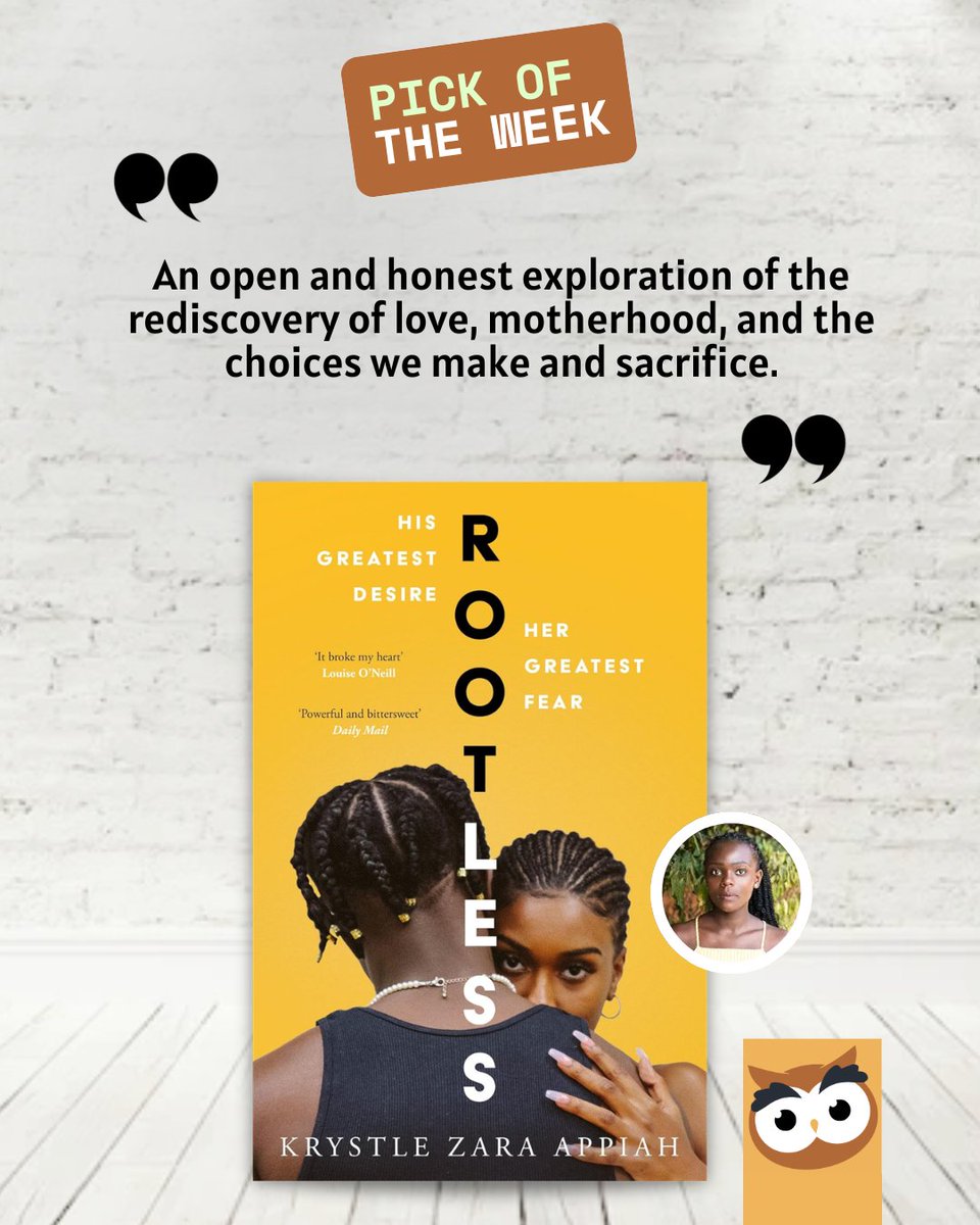 hootperch's tweet photo. Rootless by @krystlezara.
A British-Ghanaian marriage in crisis, and a tender, unflinching story of motherhood and the cost of freedom.
Winner of the @naacpimageaward .
Our Pick of the Week.
#HootPerch #PickOfTheWeek #Rootless #KrystleZaraAppiah #LiteraryFiction #Motherhood https://t.co/sGGOblvZDE