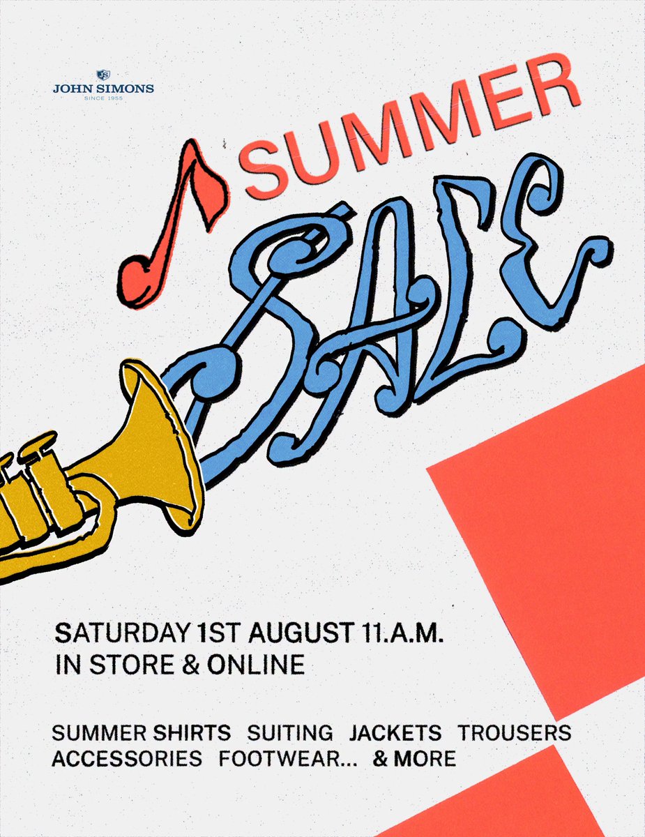 johnsimons1955's tweet photo. The John Simons Summer Sale starts Saturday 1st August at 11am in store and online.
Find the best deals in town, Stay Ivy.
#johnsimons1955 #ivyleague https://t.co/WsnIgkpoQ7