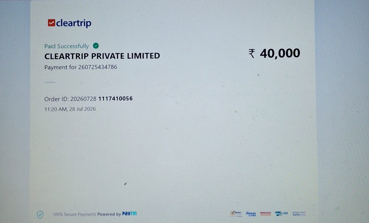 SLiveyoungue's tweet photo. @Cleartrip What? Are you scamming. Please find the transaction details https://t.co/CEIClOOOOr