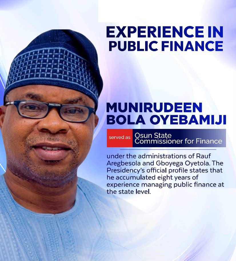 ThickMeedah's tweet photo. Oyebamiji’s experience in banking and investment management reflected in his approach as Commissioner for Finance.

The systems be built helped in improving revenue administration and emphasizing accountability in public finance. #OsunneedsOyebamiji https://t.co/OhFTVMcndP