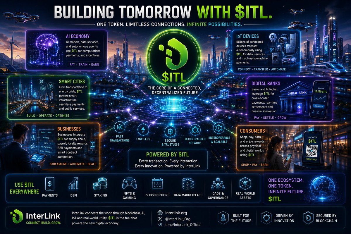 Pavananamdevula's tweet photo. As the ecosystem expands, $ITL fuels innovation through staking, payments, smart contracts, business integration, and decentralized applications.#ITLG #ITLX #ITL #Interlink #Interlink2026 #InterlinkAmbassador
@kv_interlink @reina_itl @inter_link @itlx_defi @drpnarsimha https://t.co/4L0PHAdzMK