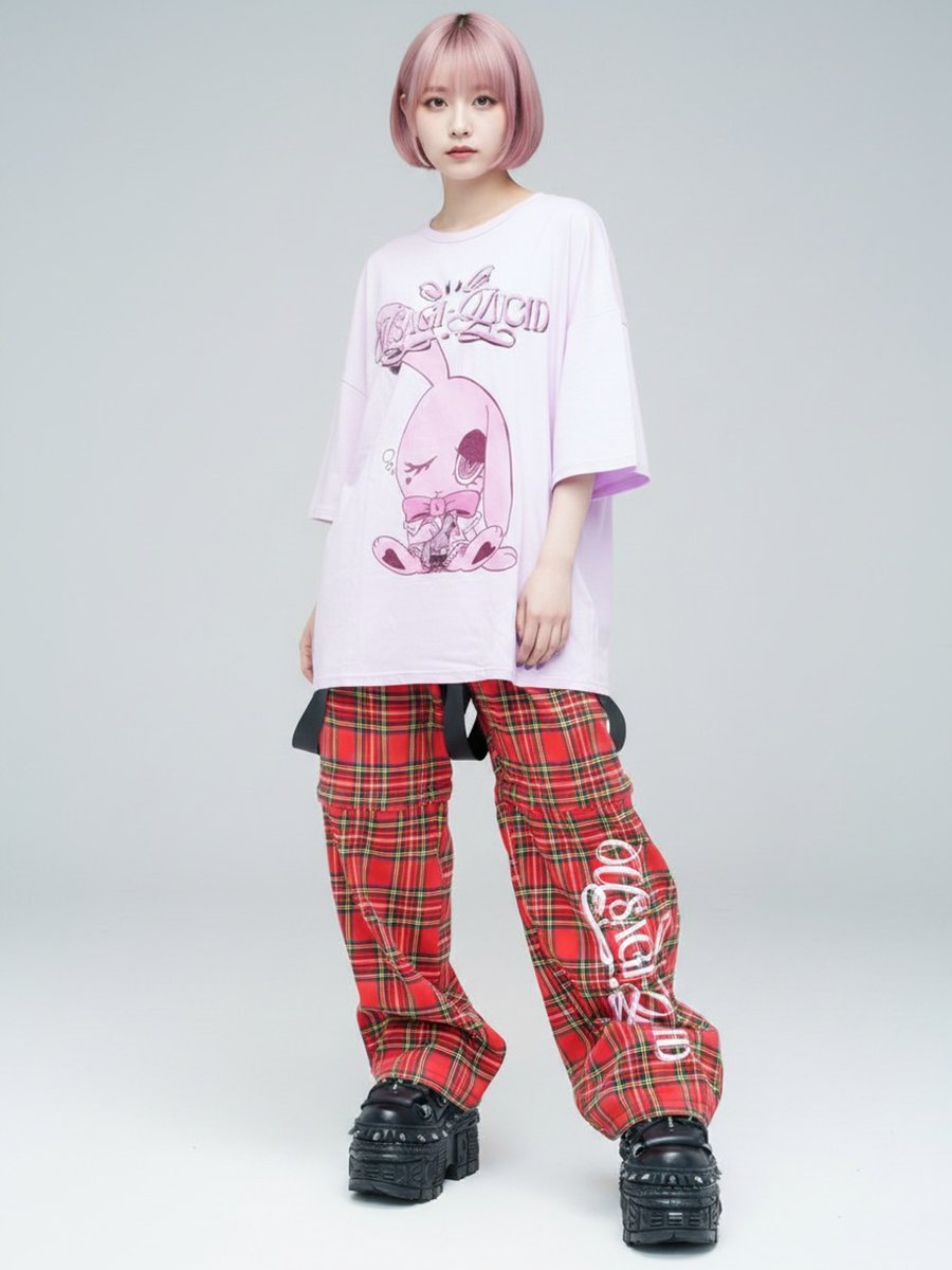 SALE! ▽40%OFF 【USAGI-LUCID】 ロゴチェックサスパンツ size：M-L