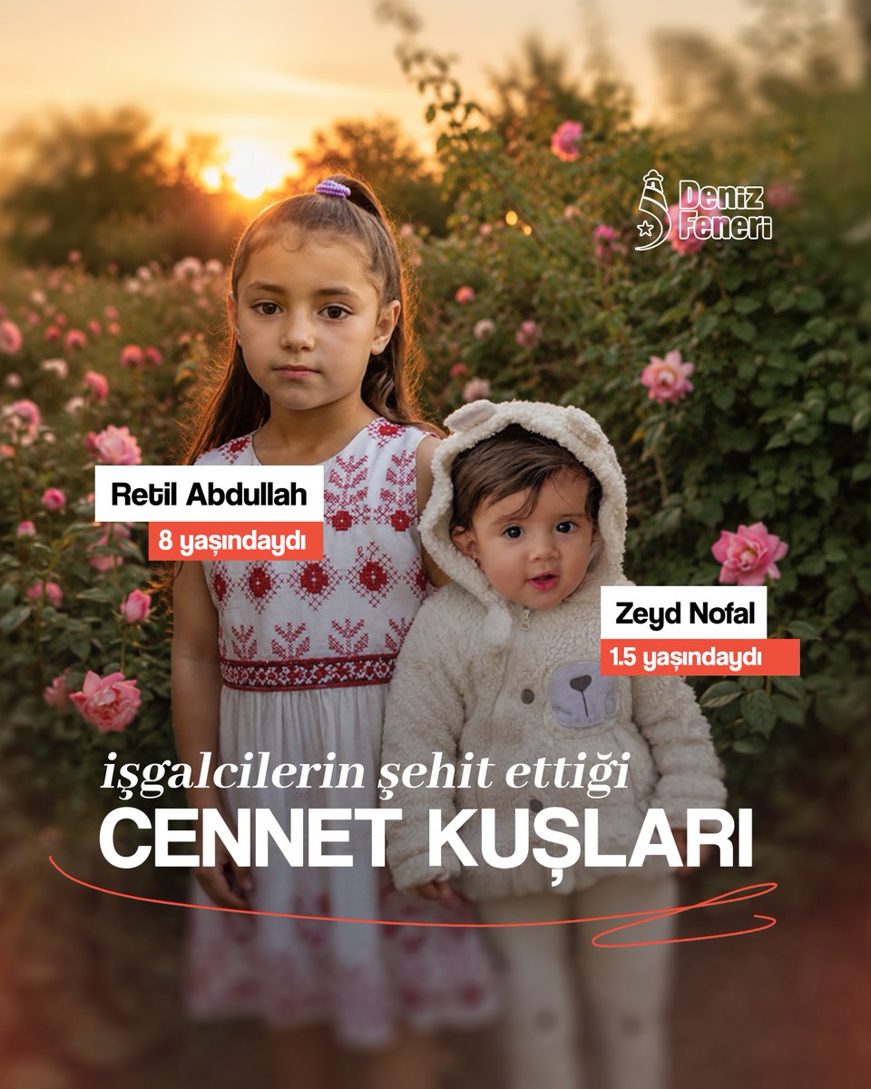 denizfeneriorg's tweet photo. Hayatlarının henüz başında, bir gecede hayalleri ve yarınları ellerinden alınan iki masum beden…

8 yaşındaki Retil Abdullah ve henüz 1,5 yaşında olan Zeyd Nofal… İşgalci güçlerin saldırıları sonucu aramızdan koparılarak cennet kuşu oldular.

Masum çocukların hedef alındığı, insanlığın gözleri önünde yaşanan bu zulme alışmayacağız, sessiz kalmayacağız.