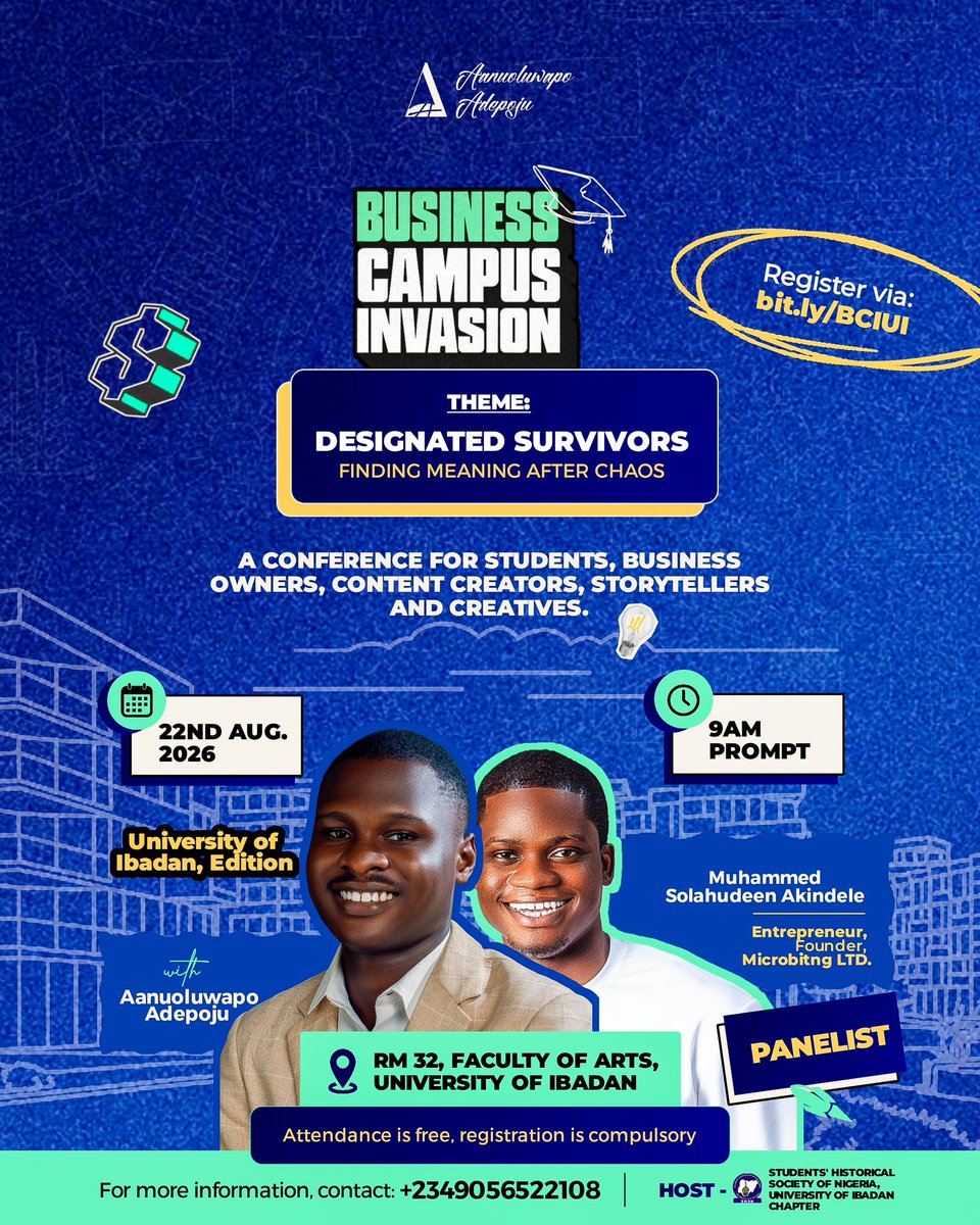 AanuoluwapoAd17's tweet photo. creator, storyteller, or creative looking to find meaning and direction, you will find value in this experience.

Register now: https://t.co/AP5dLs12JE 🚀

#BCIWithAA https://t.co/TTpzEpnlIz