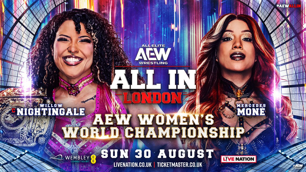 AEW's tweet photo. Sunday 8/30!

Join us for an unforgettable night of wrestling as a part of #AEWAllIn London!

We'll see you LIVE at 6pm BST/1pm EST/10am PST on PPV! https://t.co/TXwHwMpPKM