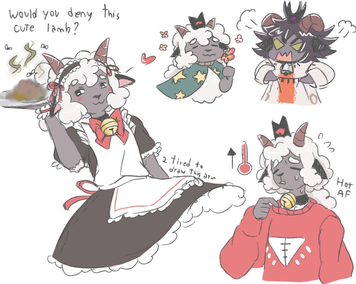 Kyoarii's tweet photo. Lamb in different outfits! + goat
#cultofthelamb https://t.co/7zZvGtBi43