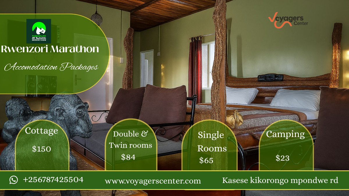 VoyagersCenter's tweet photo. @wekesa_amos @RwenzoriMarathn Have you booked your accommodation for the Rwenzori Marathon we are  located a few minutes to the 42km start line. hurry as few rooms are left https://t.co/RGUauUl5x8