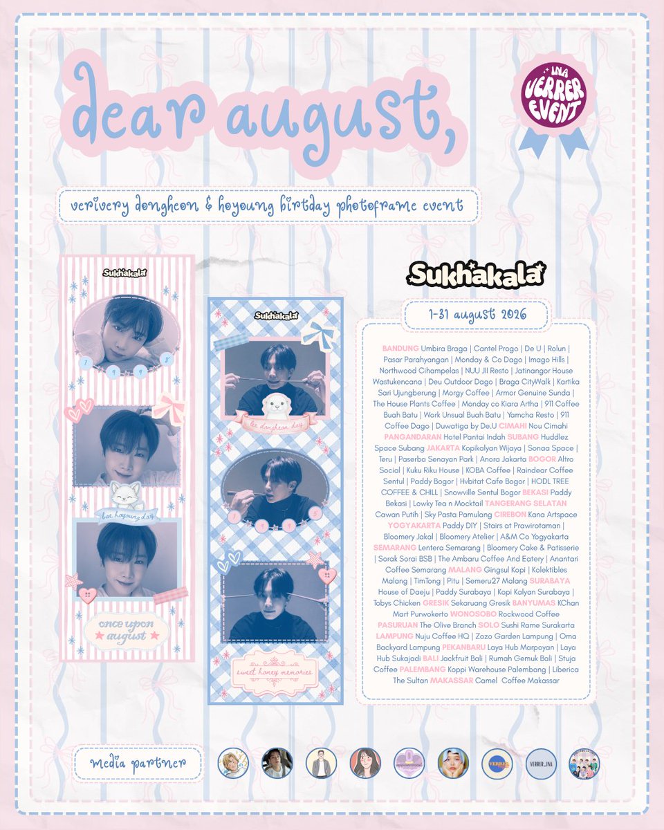 INAVerrer_Event's tweet photo. 𝒹𝑒𝒶𝓇 𝒶𝓊𝑔𝓊𝓈𝓉  ⋆.𐙚 ̊

Photobooth Event to celebrate VERIVERY's Lee Dongheon &amp; Bae Hoyoung Birthday

📍Sukhakala
🗓️ 1 - 31 August 2026

Kindly tag @INAVerrer_Event and use #DearAugustDHHY #DearBaeHeon when you post your photostrip 💙🩷

#VERIVERY #DONGHEON #HOYOUNG https://t.co/mpcXcGHYs3