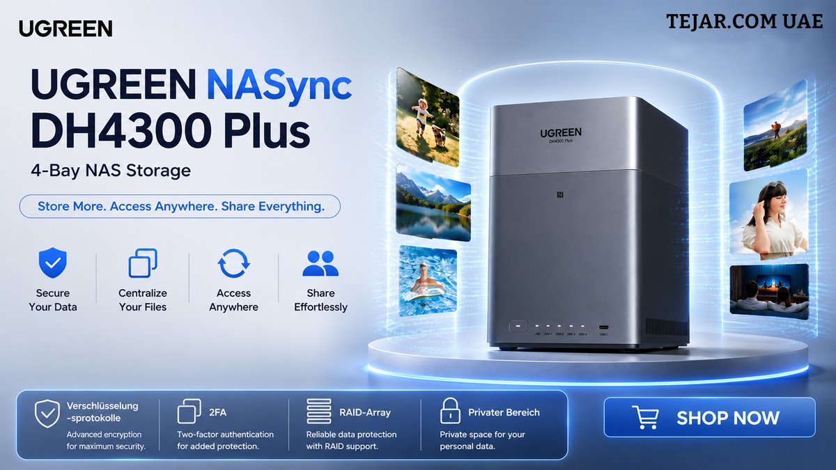 TejarUAE's tweet photo. Powerful storage. Smarter backup. 💾⚡

Ugreen NASync DH4300 Plus 4-Bay NAS Storage is now at Tejar!

✔ 4-bay expandable storage
✔ Fast &amp; reliable data access
✔ Centralized file management
✔ Perfect for home &amp; business
Shop now at Tejar.
#Tejar #Ugreen #NASync #DH4300Plus https://t.co/PefQvFFG9L