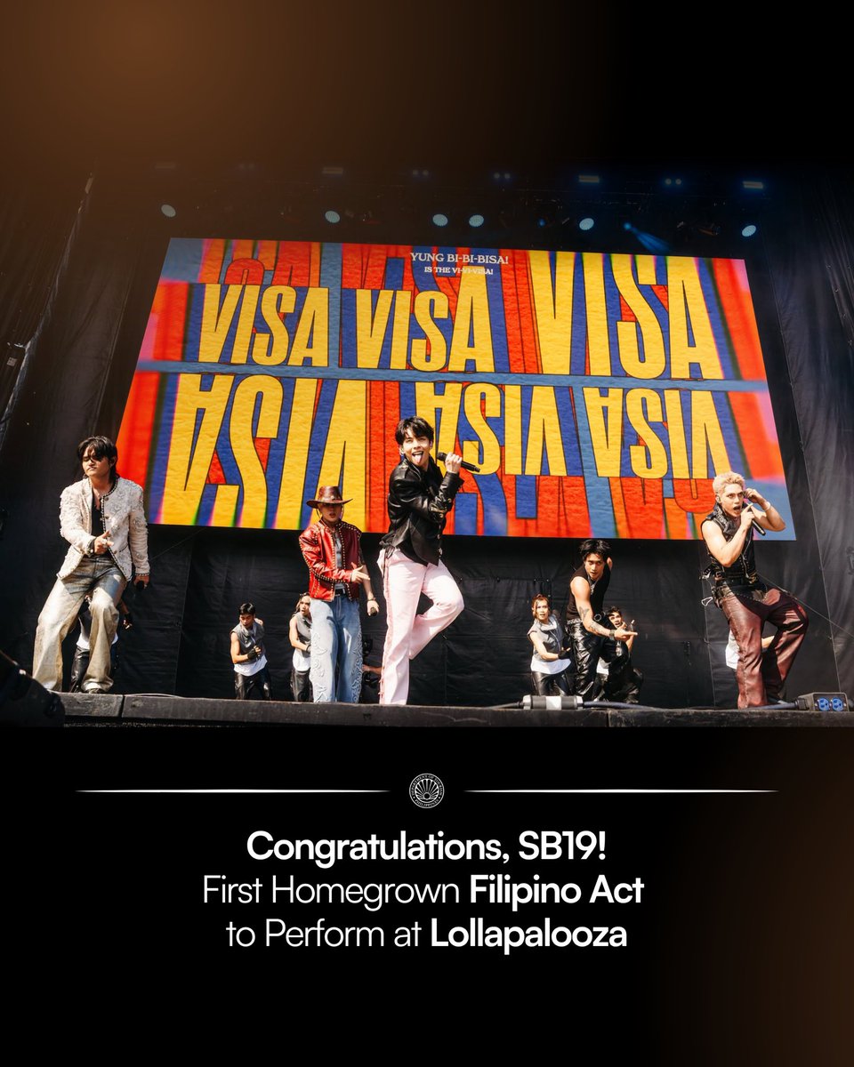 TourismPHL's tweet photo. NOYPI! NOYPI! NOYPI! YEAH! 🇵🇭❤️‍🔥

Congratulations, @SB19Official, for making history as the first homegrown Filipino act to perform at Lollapalooza!

Maraming salamat, P-pop Kings, sa pagwagayway ng ating watawat at sa pagdadala ng Original Pinoy Music sa world stage. Tunay ngang ang galing ng bayan ay world-class. Nakakaproud maging Pinoy. A’TIN ‘to!

Nakapanood na ba ang lahat? 👀

📷 Lollapalooza, SB19

#UySB19 #SB19xLollapalooza #SB19xDOT #SB19 #DiscoverMoreToLove LoveThePhilippines