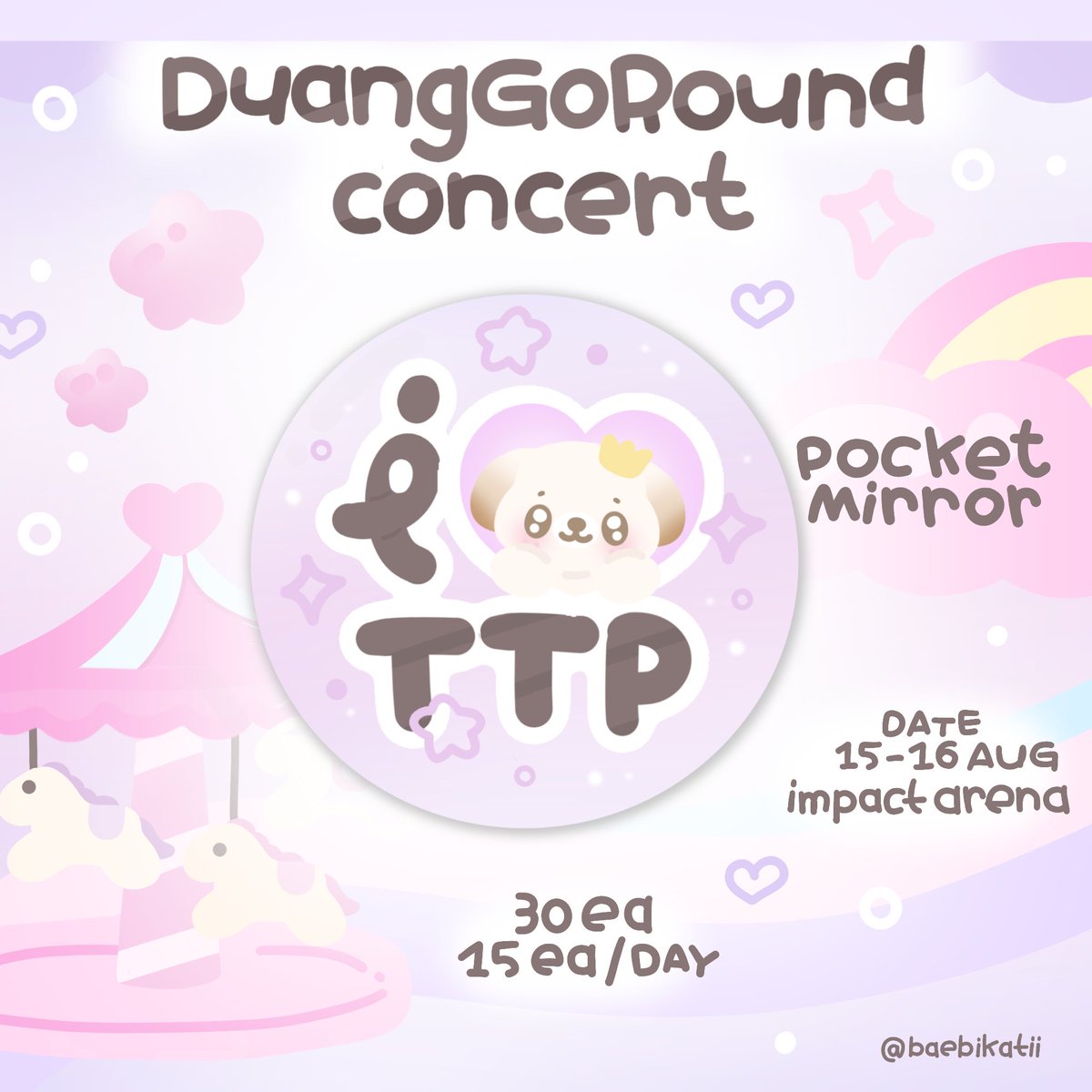 baebikatii's tweet photo. ˚.⋆꒰১ 𝒫ls 𝒦i𝓃𝒹ly 𝓇t 🪽⋆.˚

⁀➴ 𝓖𝒾ve𝒶w𝒶y #DuangGoRoundConcert

❀ 𝓟𝑜ck𝑒t ℳir𝓇𝑜r 𝓘 ♥️ t𝓽𝓹  

𑣲 𝒟ate : 𝟷𝟻-𝟷𝟼 𝒜ug 
𑣲 ℒ𝑜𝒸𝒶tion : i𝓂𝓅𝒶ct a𝓇𝑒n𝒶
𑣲 𝒯𝒾me : tb𝒶

🎡ྀིྀི 𝓡t &amp; sh𝑜𝓌 th𝒾s tw𝑒𝑒𝓉 🎡ྀིྀི

#เจอด้วงที่อิมแพคนะเธอ #teeteepor https://t.co/EC29mKF90o