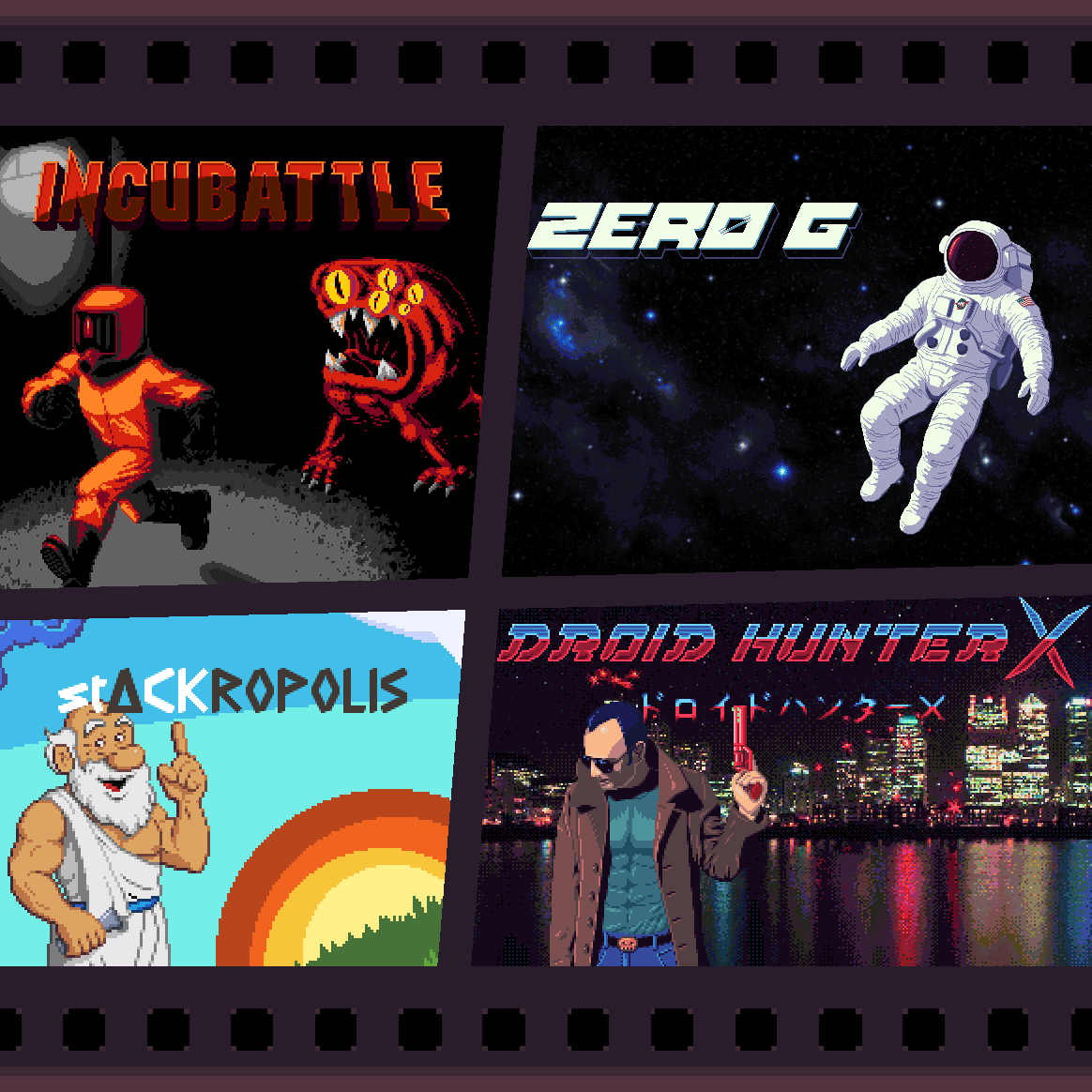 KrajcarPixel's tweet photo. Here's 4 game jam projects: Incubatte, Stackropolis (puzzle), Zero G, Droid Hunter X (action). Ranging from 8 to 16 bit graphics, these games could provide you with a couple of hours of fun. :)
Find them on my itch page: https://t.co/RTjhEwI92J
#videogame #pixelart #retrogamesㅤ https://t.co/v80MYD8d7Q