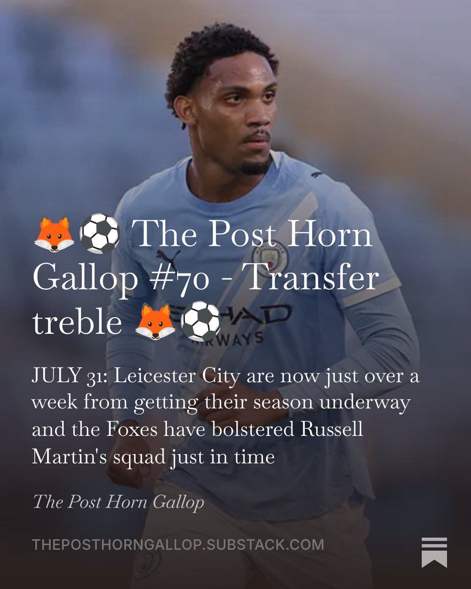 Daniel__Orme's tweet photo. ✍️ Transfers through the door 
🤝 #LCFC 'primed' for takeover
⚽ Pre-season comes to an end

All that and more in the latest edition of The Post Horn Gallop 🦊⬇️

https://t.co/0szZFzLTpu https://t.co/jcXfhP0hMr