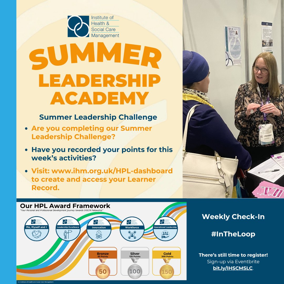 IHM_tweets's tweet photo. Are you completing our Summer Leadership Challenge? ☀️
Don't forget to record your points for this weeks activities via your learner record: https://t.co/lCIr7LCgr5 🏅
#InTheLoop https://t.co/EAMK0aDz0K