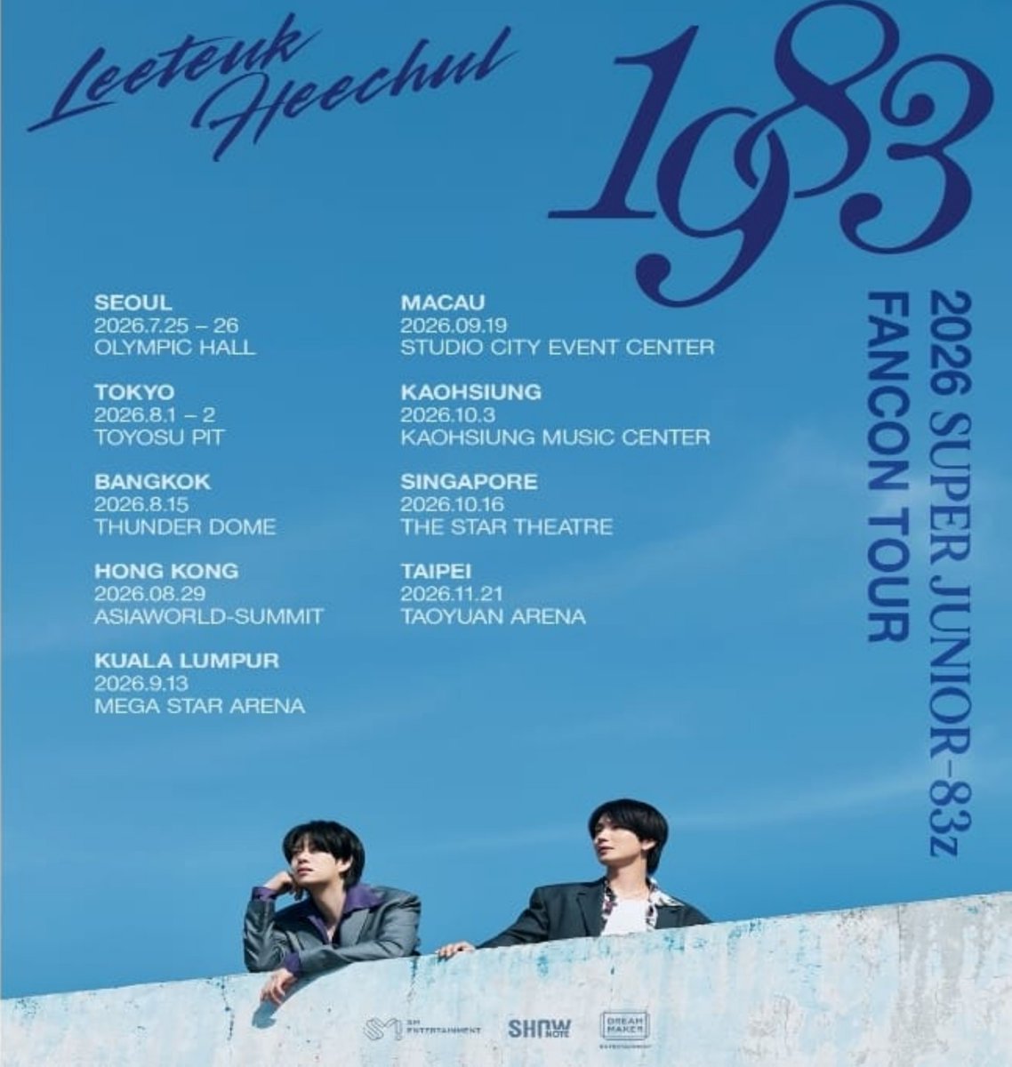 TixHubAsia's tweet photo. 💎 2026 SUPER JUNIOR-83z FANCON TOUR 〈1983〉 IN SEOUL / ASIA TOUR 💎
🚨 チケッティング代行 / 予約・手配受付中
📅 日時：
▪️ 2026年7月25日（土） – 7月26日（日）【ソウル】
▪️ 2026年8月1日（土） – 8月2日（日）【東京】
▪️ 2026年8月15日（土）【バンコク】
▪️ 2026年8月29日（土）【香港】
▪️ 2026年9月13日（日）【クアラルンプール】
▪️ 2026年9月19日（土）【マカオ】
▪️ 2026年10月3日（土）【高雄】
▪️ 2026年10月16日（金）【シンガポール】
▪️ 2026年11月21日（土）【台北】
📍 会場：OLYMPIC HALL（ソウル）/ TOYOSU PIT（東京）/ THUNDER DOME（バンコク）/ ASIAWORLD-SUMMIT（香港）/ MEGA STAR ARENA（クアラルンプール）/ STUDIO CITY EVENT CENTER（マカオ）/ KAOHSIUNG MUSIC CENTER（高雄）/ THE STAR THEATRE（シンガポール）/ TAOYUAN ARENA（台北）
🎟️ 料金：VIP / STANDING / 指定席（価格お問い合わせ）
🌟 在庫：即時予約可能チケットあり
⚠️ ご購入の意思が確定し、お支払いおよびチケット確保の準備が整った段階でDMにてご連絡ください。希望都市・希望日程・枚数・ご予算の記載がない場合は返信いたしかねます。
#SUPERJUNIOR #イトゥク #ヒチョル #83z #83Line #1983 #チケット代行 #チケッティング代行 #韓国代行 #ソウルコン代行 #海外コン代行 #양도
