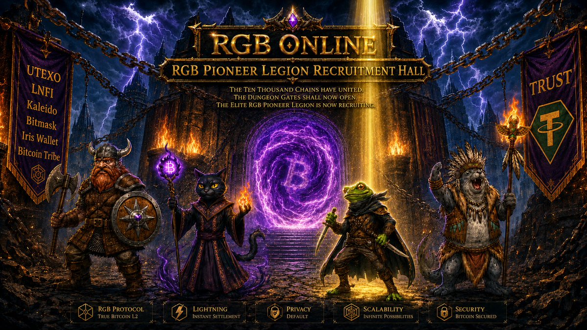zhengyi75's tweet photo. The horns of battle are about to sound. The gates to a new world are now open.

Take up your weapon, rally your comrades, and join the RGB Pioneer Legion.

Fight for glory. Fight for RGB.

@PepeRgb20 @MoulacoinPrince @catoproject @Single_Use_Seal  @utexocom @LnfiNetwork @kaleidoswap @BitcoinTribe_ @BitMask_App