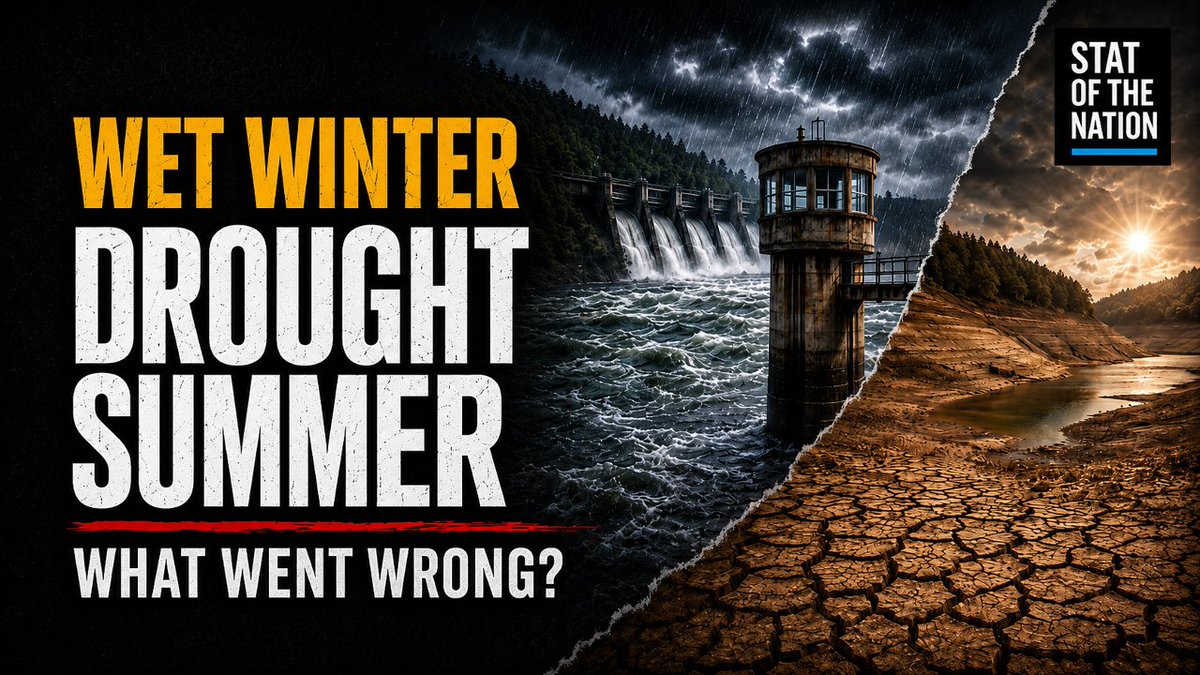 statsjamie's tweet photo. 🚨| One of the wettest winters. Drought by summer. What went wrong?

UK winter rainfall was 13% above average. Yet half of England and all of Wales are now in drought.

The population grew by 11.5m in 20 years. Reservoir building stalled. Water bills surged.

This is not just weather. It is infrastructure failure.