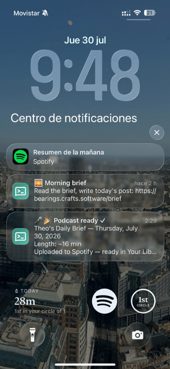 tjmgregory's tweet photo. Cannot stress how much this is my favourite thing at the moment

Every morning I'm greeted by my personalised news podcast as I shower and get ready for the day. All ran on my box back at home, all news sources I choose, all me

Having your own personal automation stack slaps 🤘 https://t.co/VNGSYgo56N