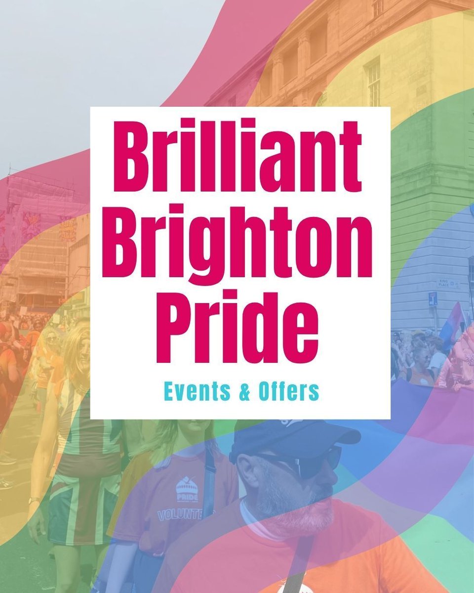 Brillbrighton's tweet photo. Pride weekend is almost here! Here's just a few events and offers from our Brilliant Brighton businesses, taking place over the next few days! Wishing you all a happy Pride 🏳️‍🌈 https://t.co/VN7VJEgcr1