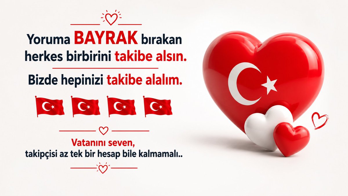 TRMilliTakip's tweet photo. Yoruma BAYRAK bırakan herkes birbirini takibe alsın. Bizde hepinizi takibe alalım.

🇹🇷 🇹🇷 🇵🇸 🤲 🇵🇸 🇹🇷 🇹🇷

Vatanını seven, takipçisi az tek bir hesap bile kalmamalı.. https://t.co/MneNUKGWLa