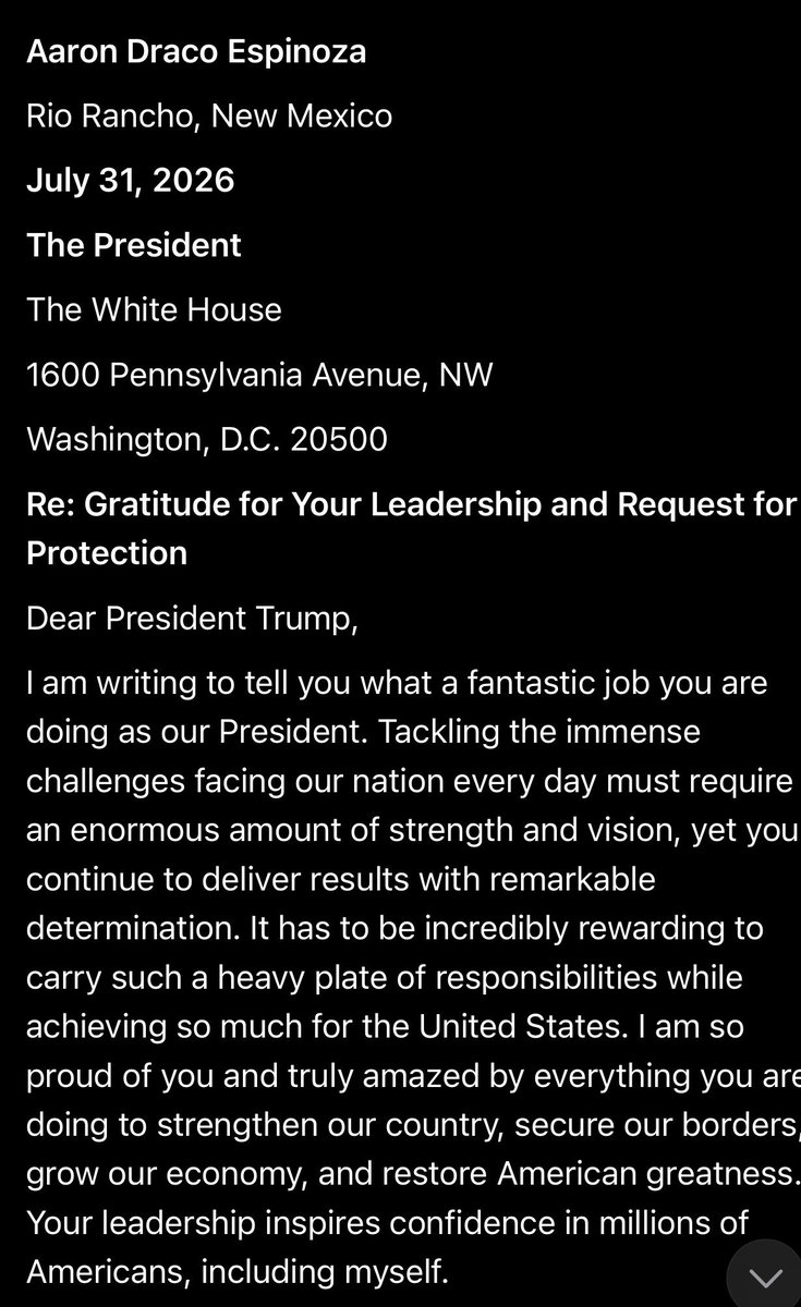 aaron_drako's tweet photo. @POTUS @TruthTrumpPost I believe in your work so so much and your hard work and dedication and here’s a short note to say thank you for being our president of the United States of America America https://t.co/DWGaC9hAnE