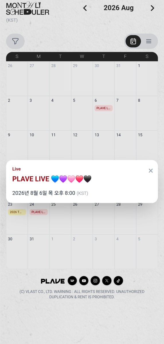 love_is_cherry's tweet photo. *

📁   2026년 08월  첫째 주 스케줄  . zip

▫️ 08/06 (목)  8PM   💙💜🩷❤️🖤

ㅡ
🔗https://t.co/xRvPTdD1tA

#플레이브 https://t.co/00DtUroFIW