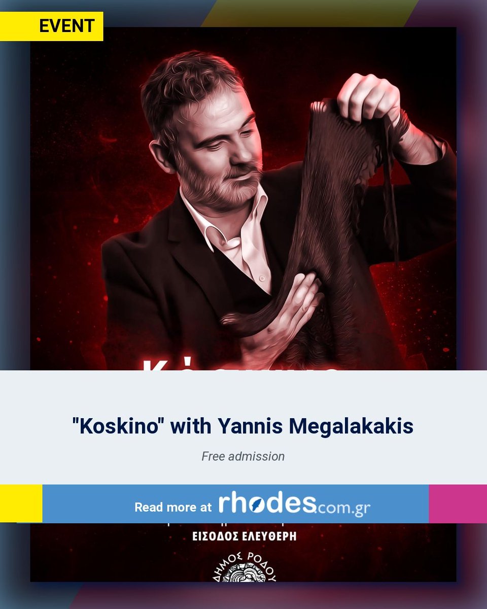 myrhodescom's tweet photo. "Koskino" with Yannis Megalakakis
- 

Read more at: https://t.co/7OOlVgDgPl

#rhodes #rodos #rhodos #rodi #rhodesevents https://t.co/0hBePivW8Q