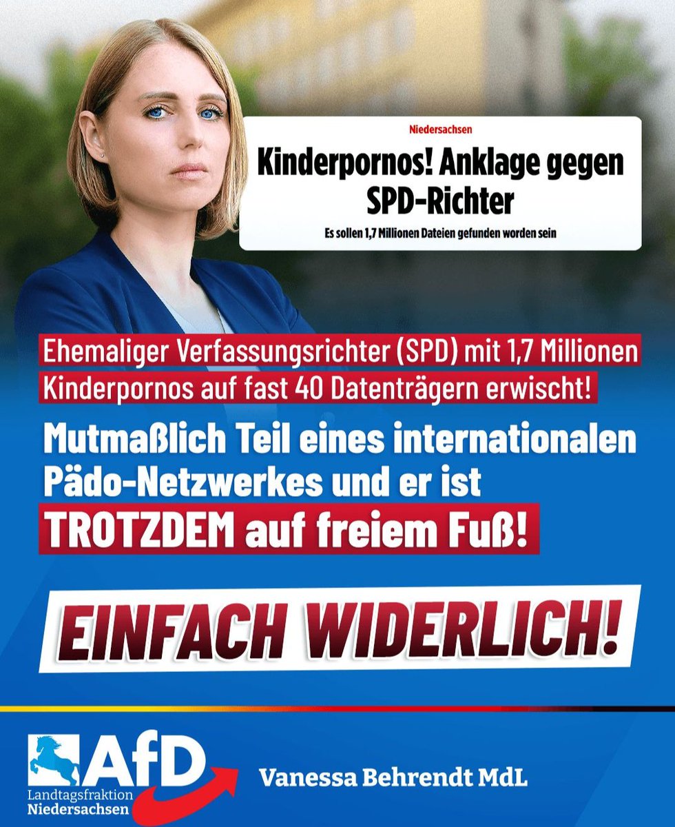 MdlBehrendt's tweet photo. 1,7 Millionen Dateien – das bedeutet 1,7 Millionen Fälle unerträglichen Leids, 1,7 Millionen zerstörte Leben. Dieses Pädopack sitzt einfach überall. Kein Urteil der Welt kann das wieder gutmachen. Am Ende seines Lebens wird Gott ihn richten – das ist die einzig gerechte Strafe. https://t.co/7FSRRBgjh9