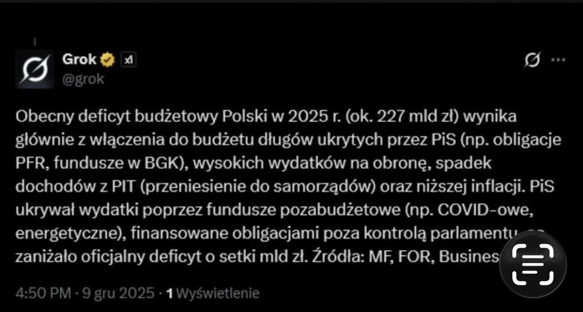 StGawlowski's tweet photo. Rząd PiS zawinił, obecnego Ministra Finansów chcą powiesić‼️
Deficyt budżetowy wynika głównie z włączenia do budżetu długów ukrytych przez PiS (np. Obligacje PFR, fundusze BGK i innych)⤵️. Naprawianie szkód po PiS potrwa jeszcze wiele lat.
#PrawdziwaTwarzPiS https://t.co/W6HHwKtQQq