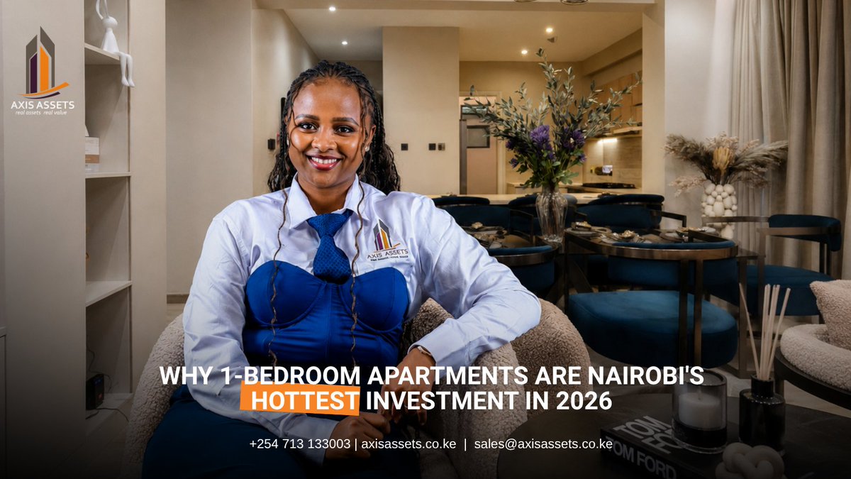 AxisAssets's tweet photo. Why are 1-bedroom apartments Nairobi's hottest investment in 2026?   
Read our latest blog to discover why investors are taking notice. 🔗 https://t.co/P0DmYJemU0 
 #RealEstateKenya #PropertyInvestment #NairobiHomes https://t.co/0hb2gviHFD