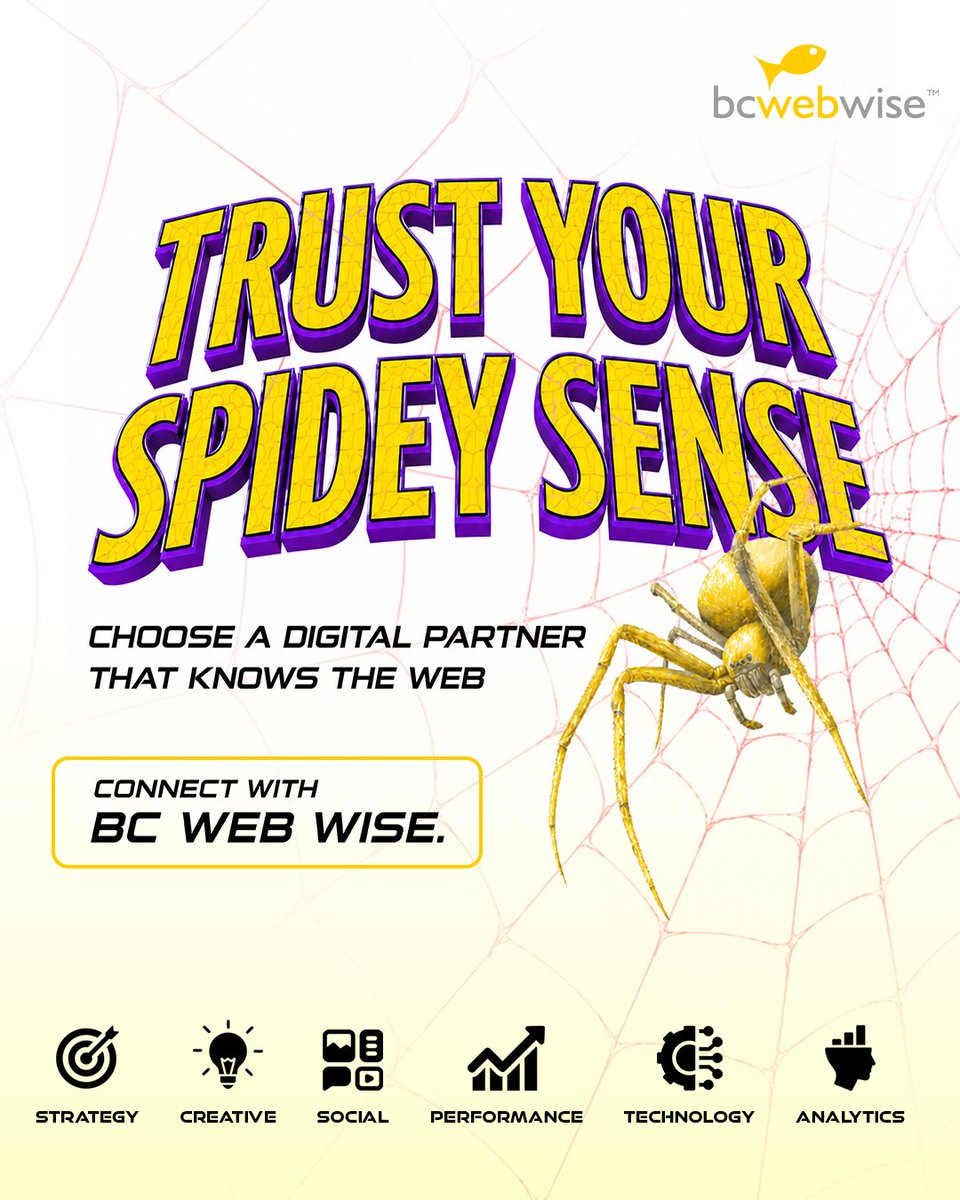 bcwebwise's tweet photo. Caught in a web of confusing digital choices? 
Don’t just swing anywhere. Pick a partner that knows every corner of the web.

Trust your Spidey Sense. Connect with BC Web Wise.

#BCWebWise #FishSense #TrustYourSpideySense #SpideySense #SpiderMan #DigitalMarketing #CreativeAgency https://t.co/Eqic4WZyzU