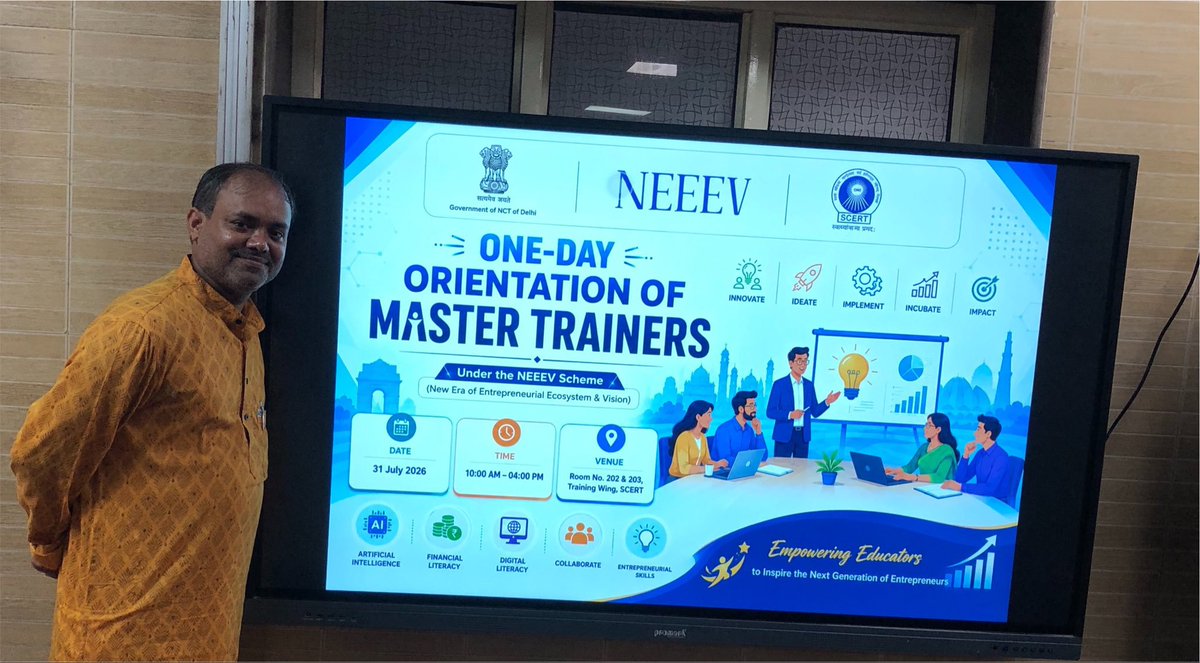 IamCJha's tweet photo. Gearing up with the nuances of Entrepreneurship during master trainer training of #NEEEV at @SCERT2021

A pool of experienced resource persons are here to answer our questions.

Looking forward to learn more to make this successful.
#Entrepreneurship 
@Dir_Education @SapnayadavCM https://t.co/a5rRa6Db8g
