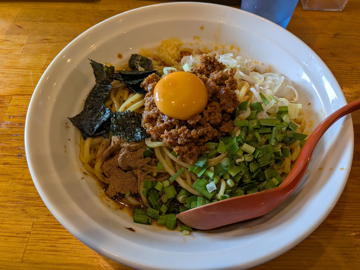 Dalma0083's tweet photo. 石岡市　「麺や燦虎」

ネギ臭い(褒め言葉)台湾まぜそばが食いたければ最高の店
願わくば魚粉の量がもうちょい欲しい
追い飯適性◎ https://t.co/3ns35wpi3W