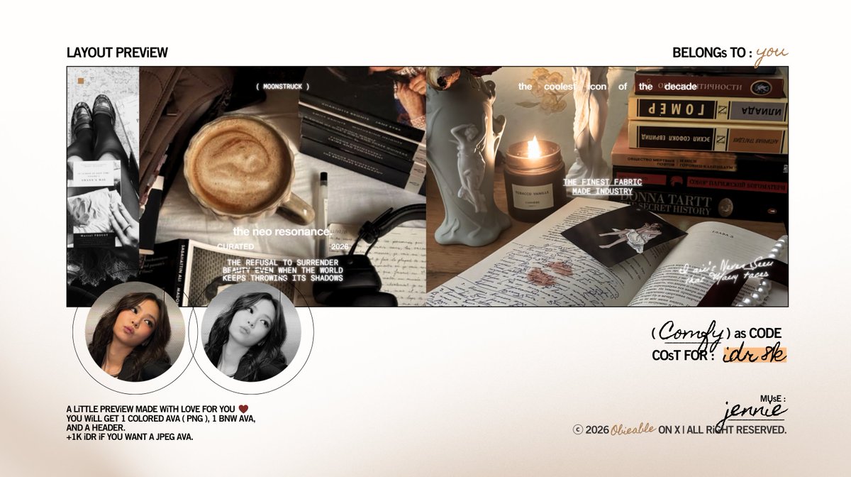 obieable's tweet photo. Repost are appreciated. 

The newest Jennie and Ryul ready stock layout have landed! Elegantly crafted with the latest aesthetics, these layouts are fully prepped and waiting to find their new home.

PNG AVA &amp; Free retext.
Contact me: https://t.co/YUKlQjbPwU

#bealanja https://t.co/IXdP545Dzv