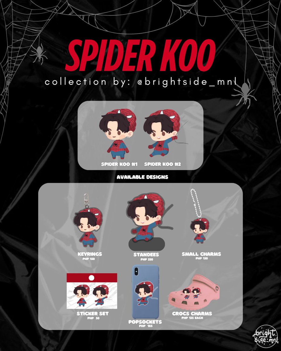 brightside_mnl's tweet photo. spider koo collection 🕷️🕸️
by @brightside_mnl 

just in time for the premiere of Spider-Man: Brand New Day ❤️🕷️

✮ php 125-250 
✮ open for dop (25% dp, rembal once onhand)
✮ open for intl gos (dm me) 
✮ dm to preorder 

#jungkook #spiderman https://t.co/nKDZFh2nLf